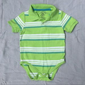 Green Striped Polo Onesie